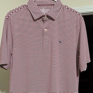 Vineyard Vines Maroon and White Striped Polo